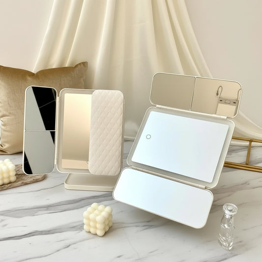 "Mirror magic in motion — Zoom in, light up, look flawless"